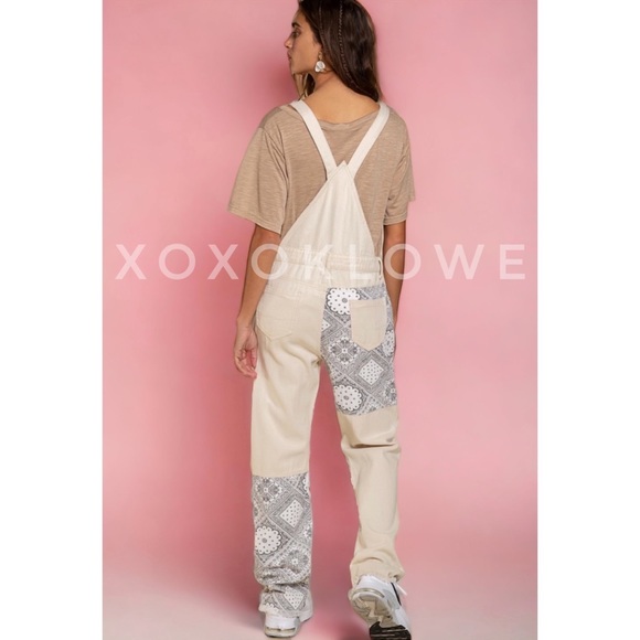 POL Retro 90s Paisley Patchwork Denim Overalls Relaxed Fit - Picture 10 of 12